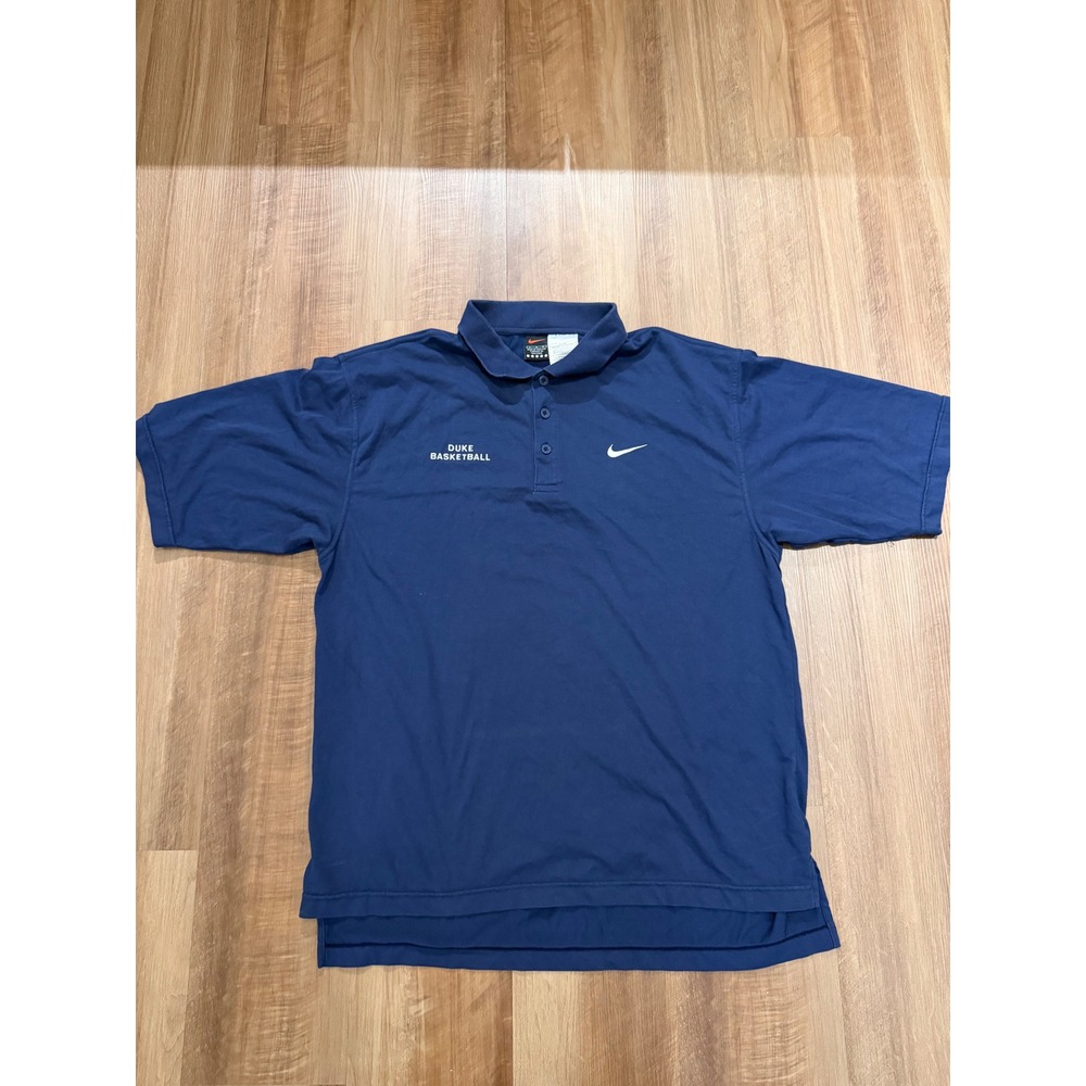 Nike Polo Shirt Mens Large Blue Duke Basketball Alpha Project Vintage Sportswear